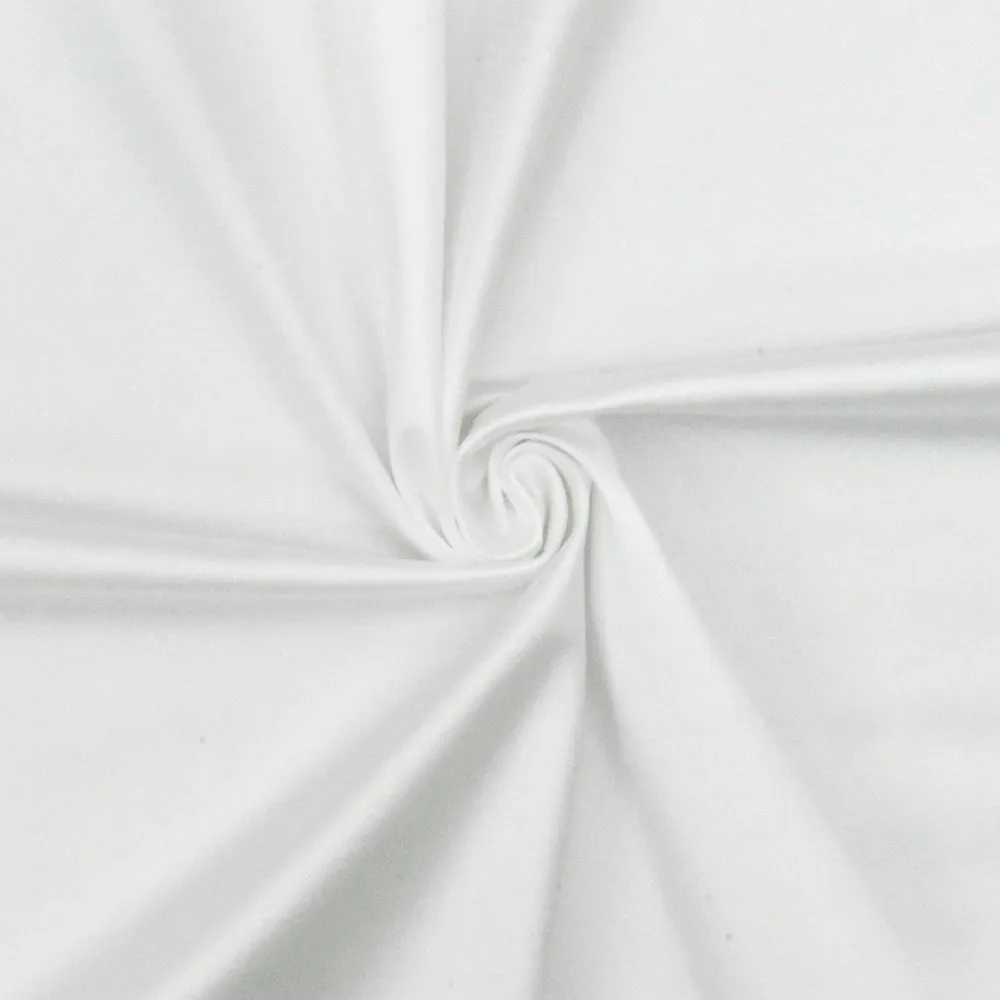 Glamour White Solid Satin-like Activewear Stretch Jersey Knit Fabric
