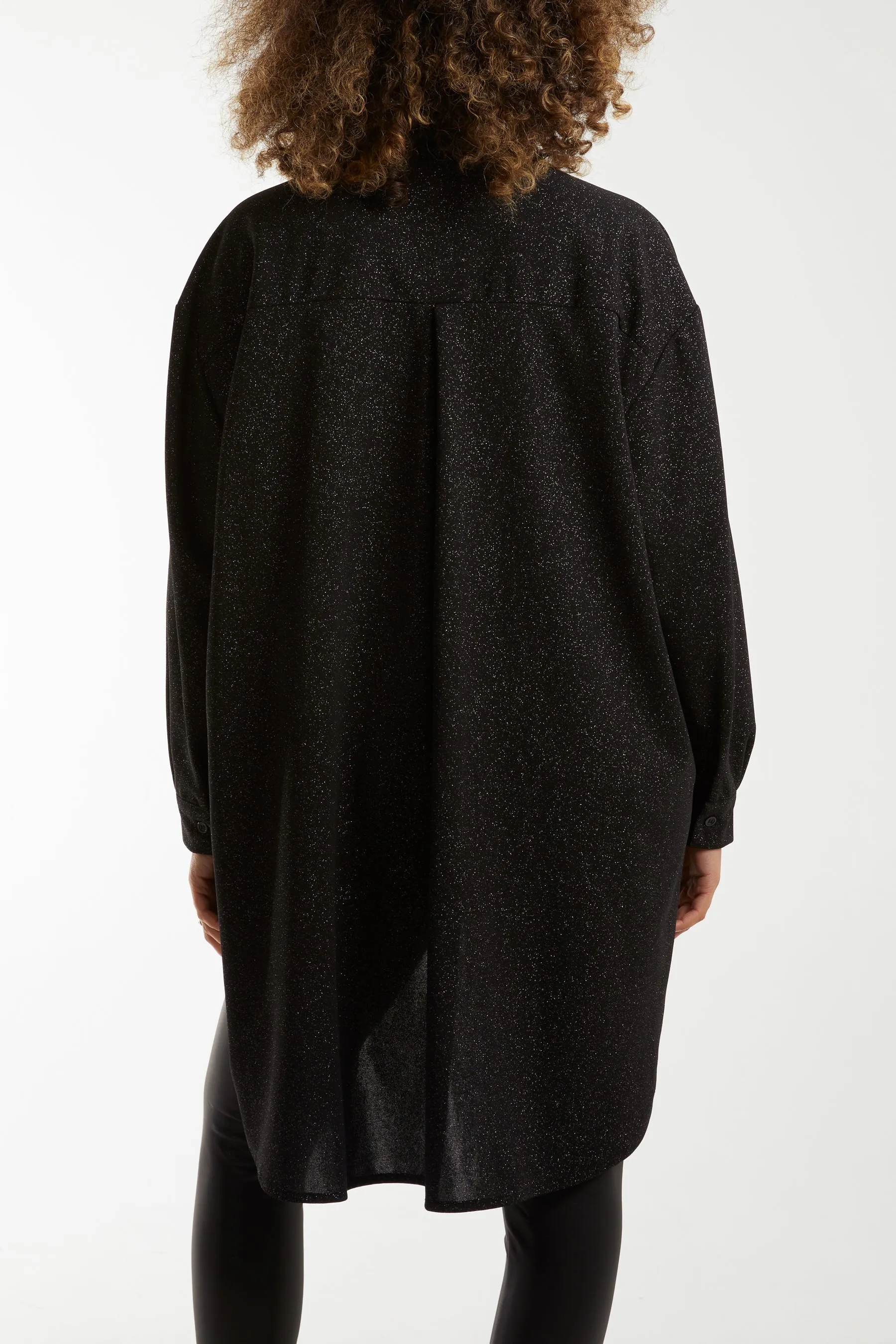 Glitter Oversized Long Sleeve Shirt