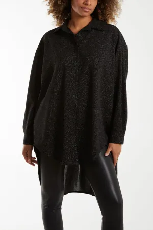 Glitter Oversized Long Sleeve Shirt