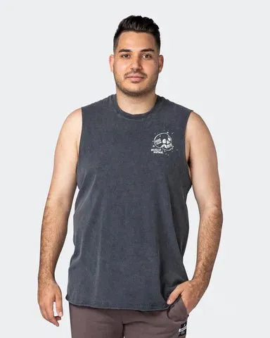 Graffiti Tag Vintage Tank - Washed Black / Capri Blue
