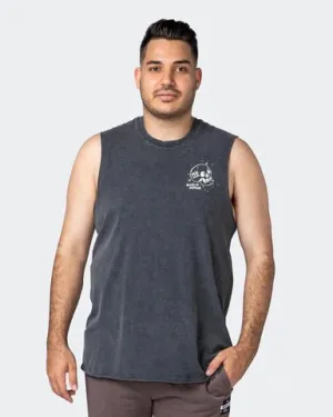 Graffiti Tag Vintage Tank - Washed Black / Capri Blue