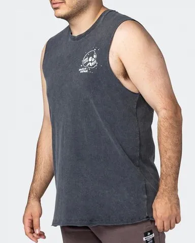 Graffiti Tag Vintage Tank - Washed Black / Capri Blue