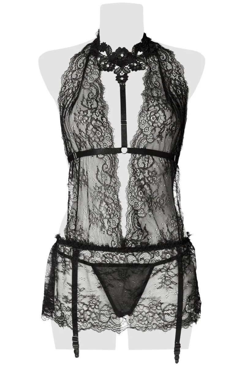 Grey Velvet Lace Set