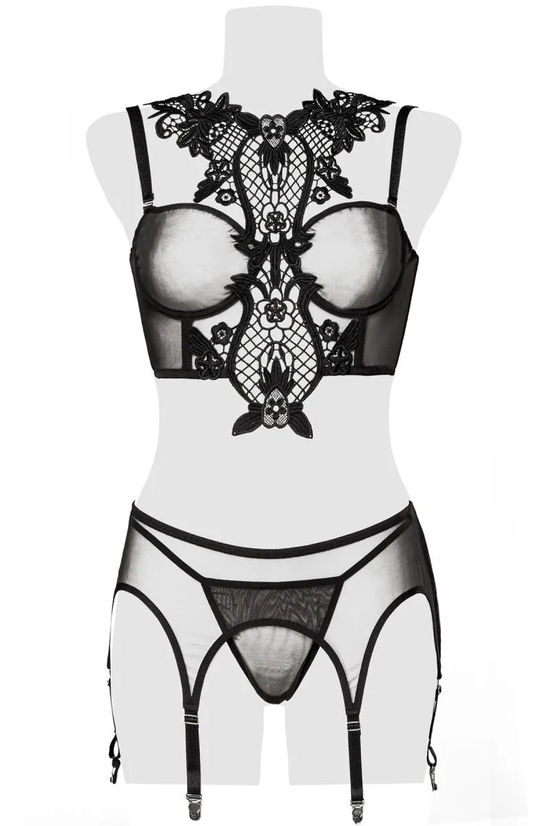 Grey Velvet Lingerie Set