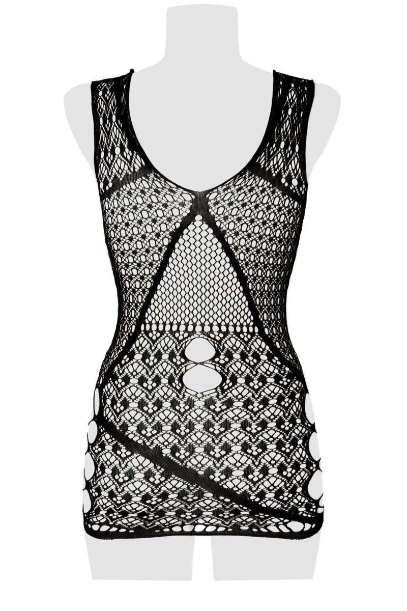 Grey Velvet Mesh Dress