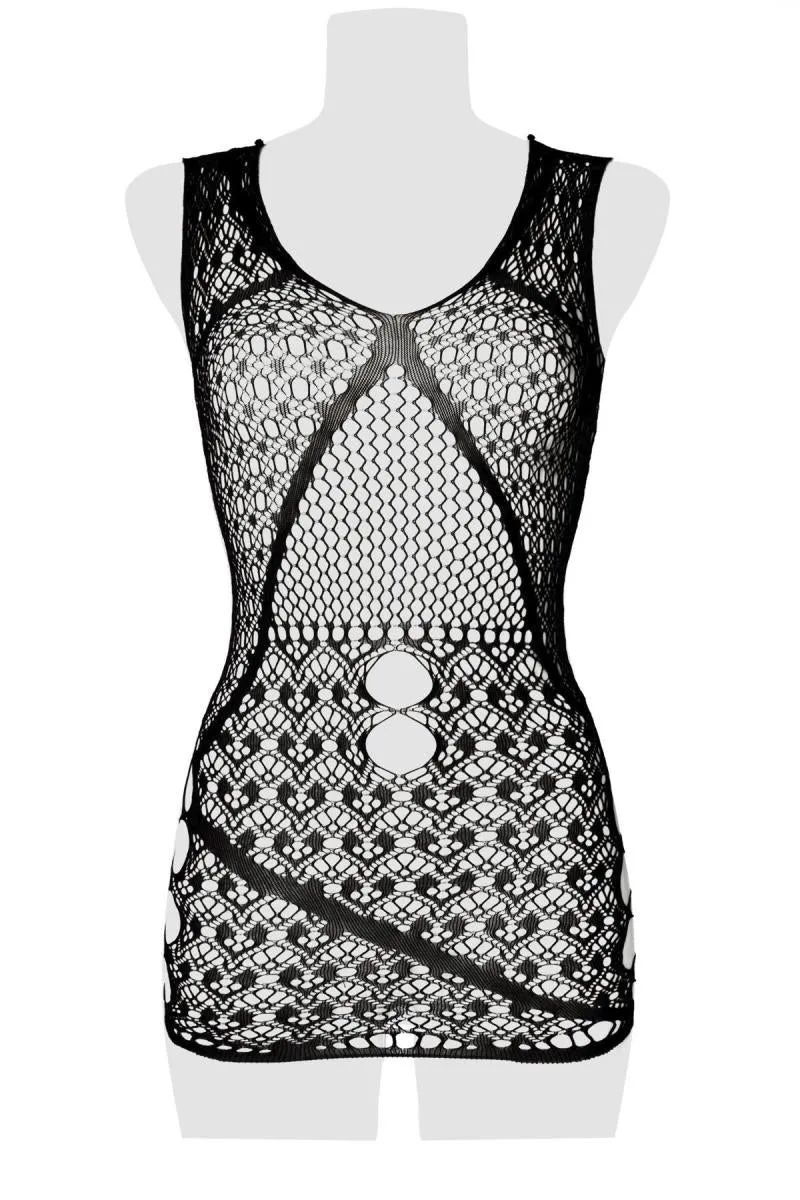 Grey Velvet Mesh Dress