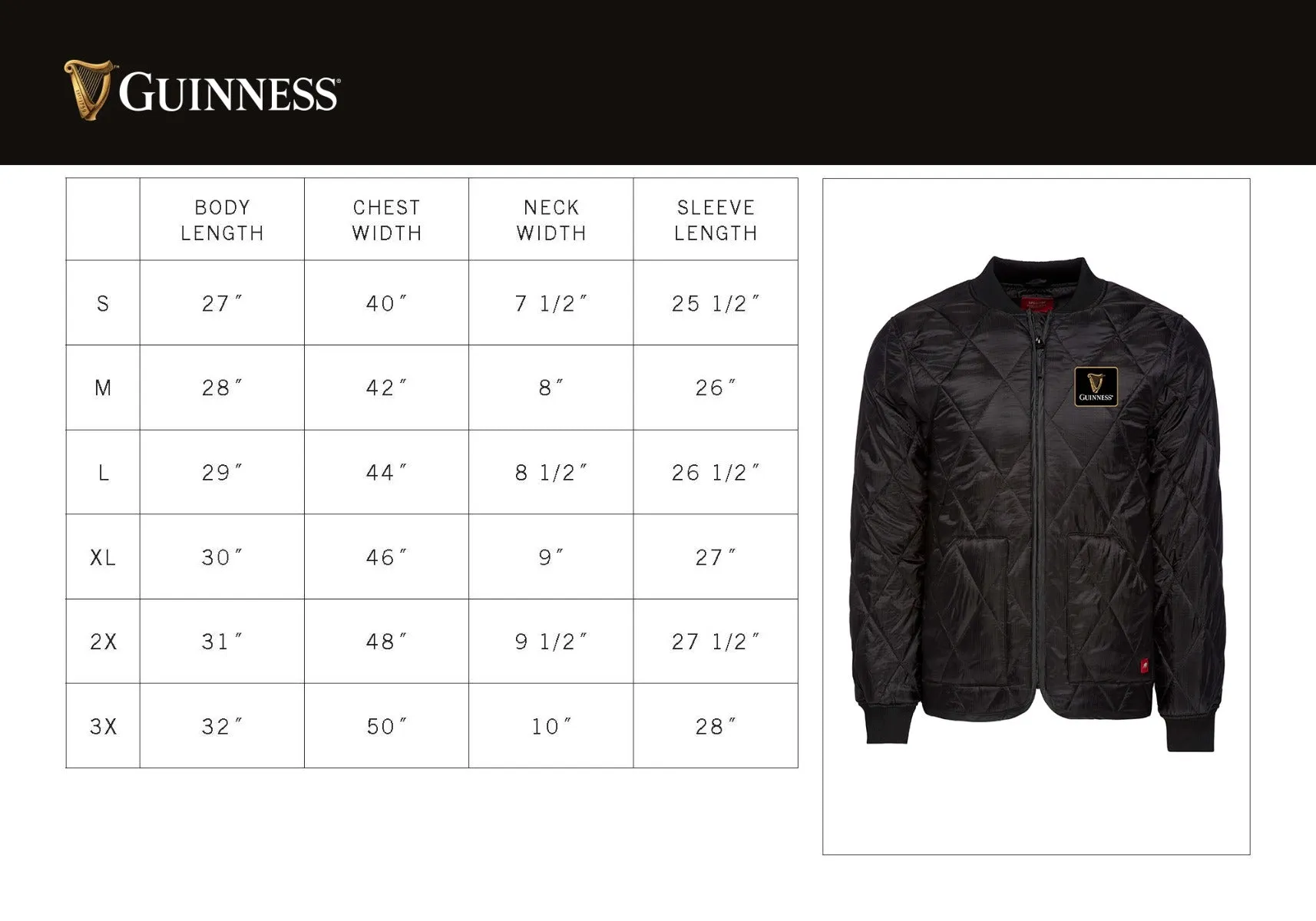 Guinness Quilted Utility Zip Up