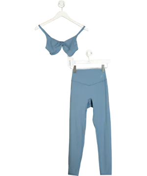 gymshark Blue Elevate Twist-front Stretch-woven Bralette & Legging Set UK S