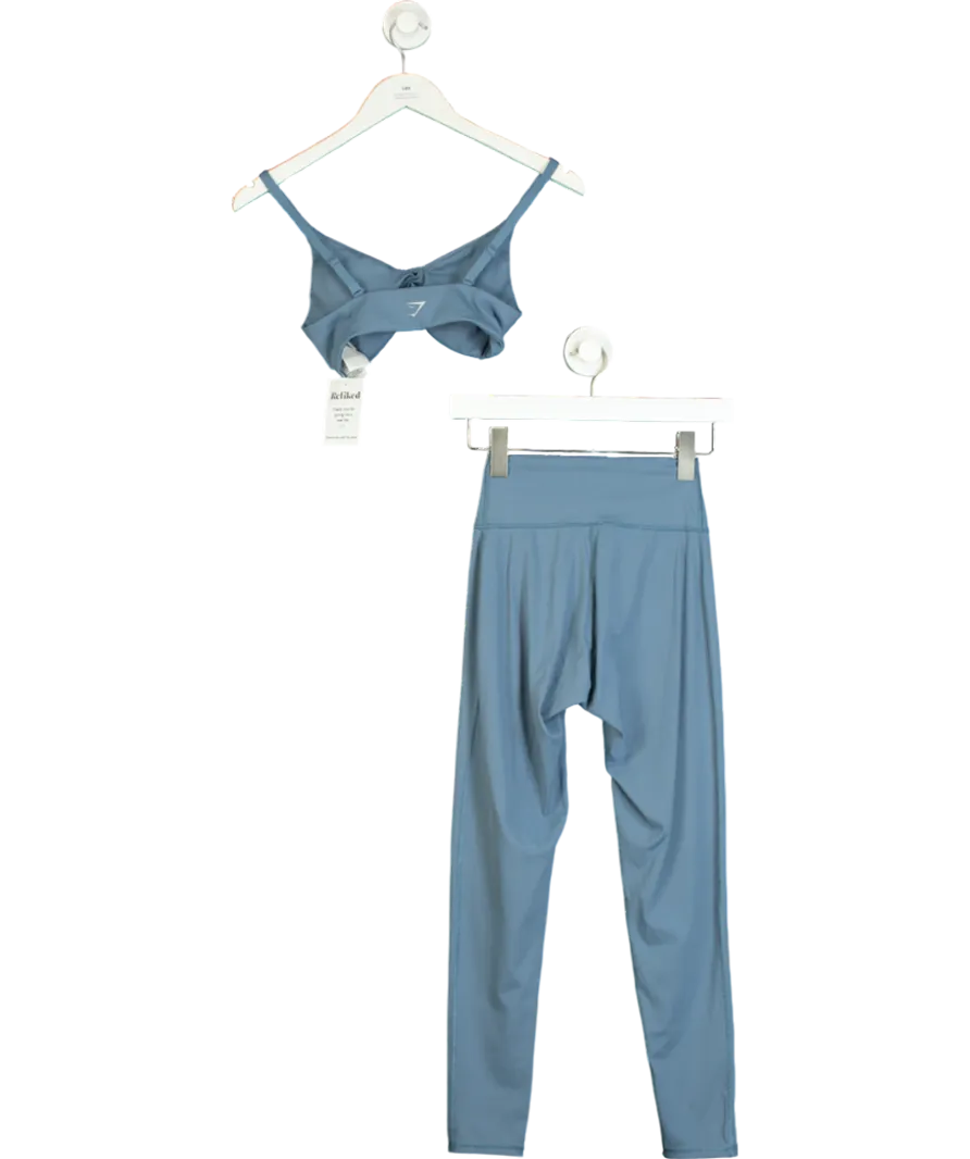 gymshark Blue Elevate Twist-front Stretch-woven Bralette & Legging Set UK S