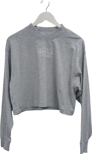 gymshark Grey Oversize Graphic Outline Long Sleeve Top UK M