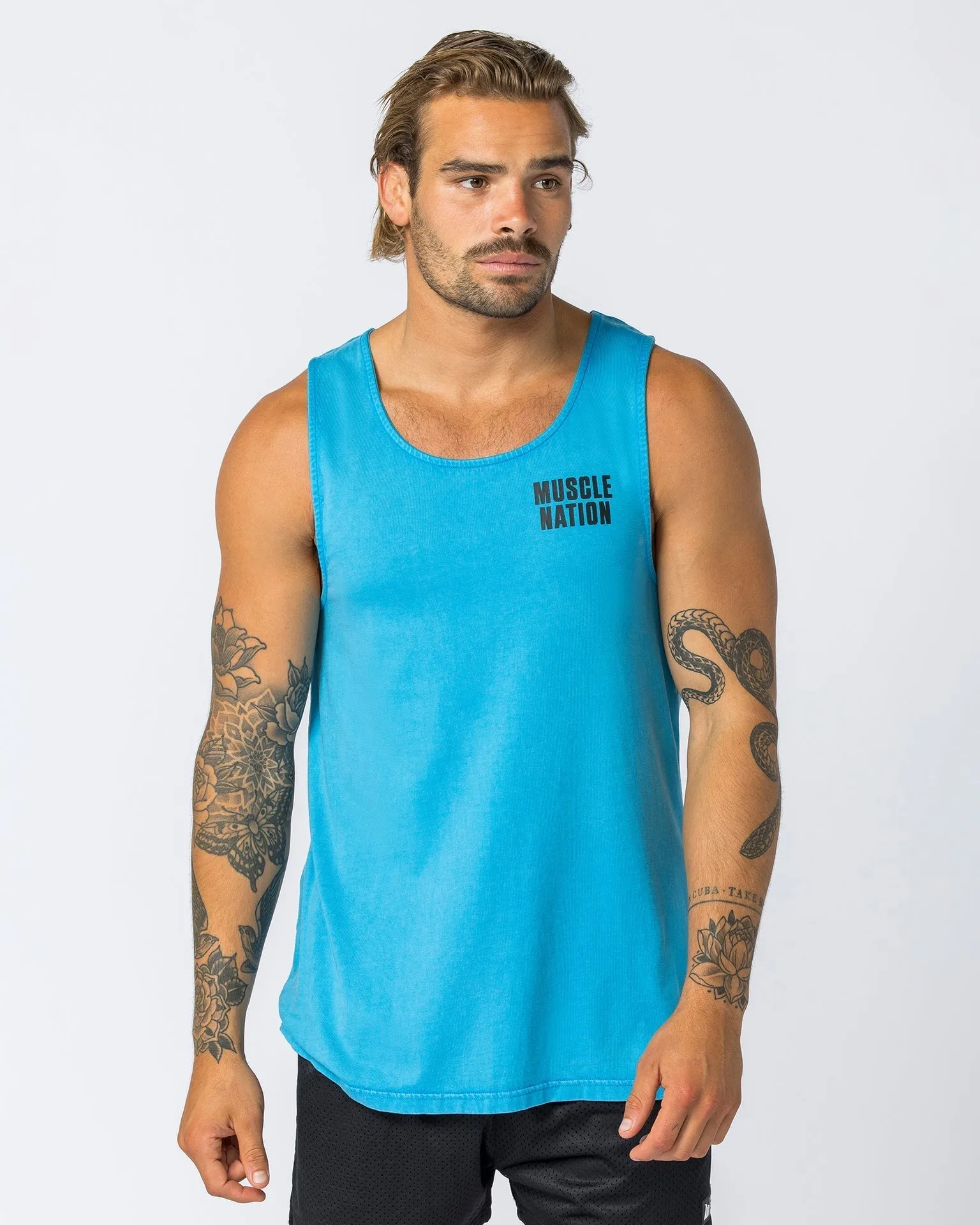 H Back Tank - Washed Adriatic Blue
