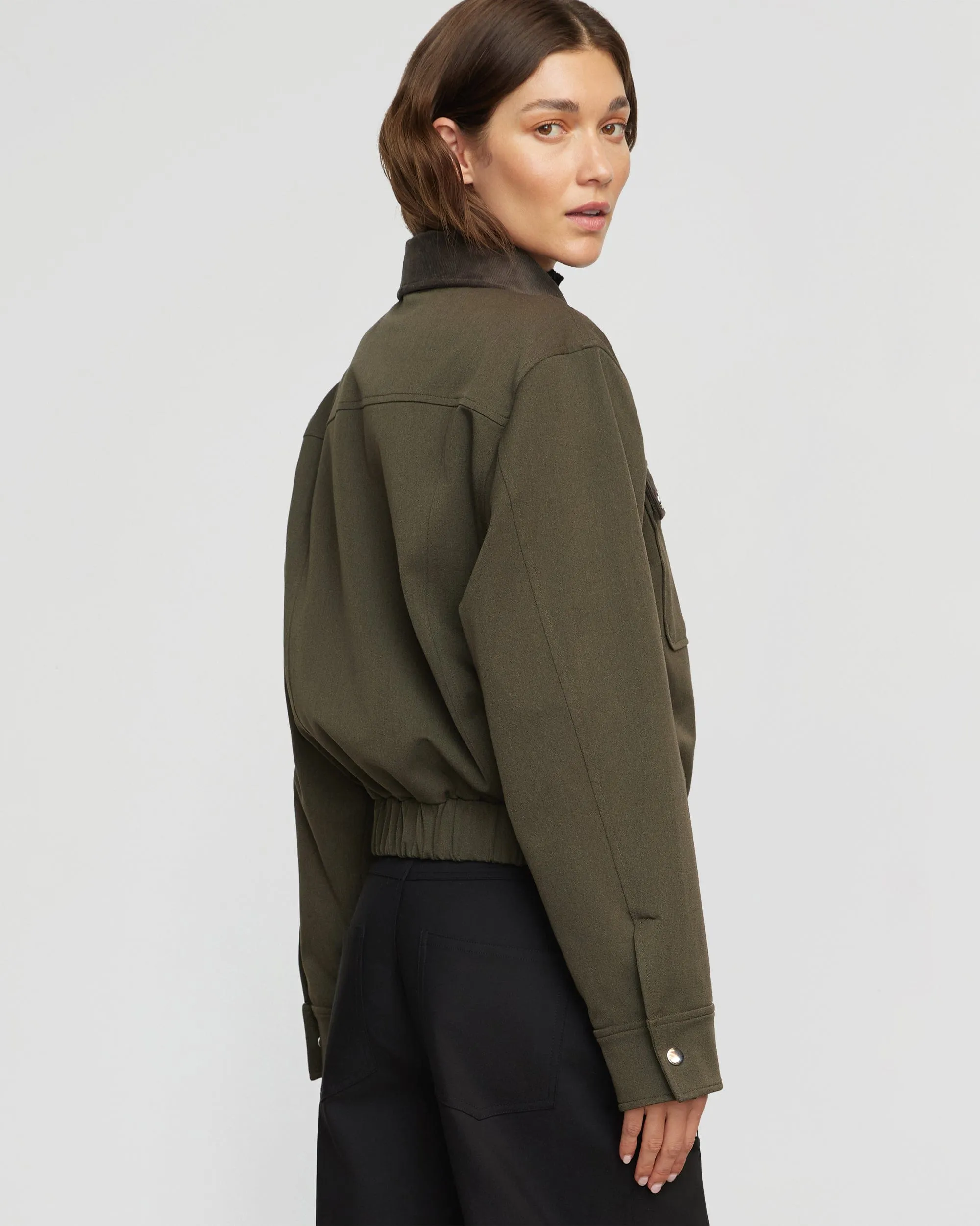 Haddon Contrast-Collar Corduroy Bomber Jacket