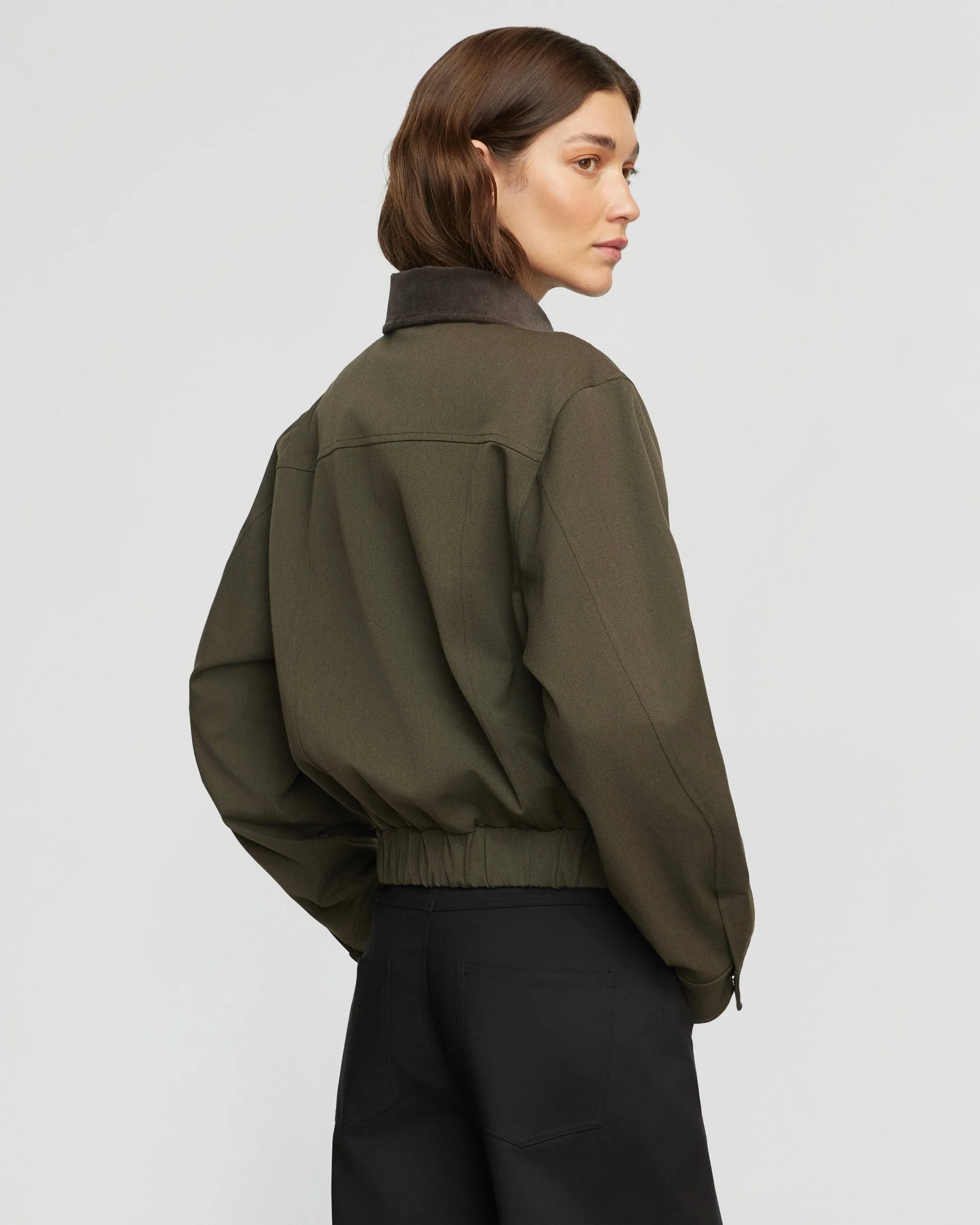 Haddon Contrast-Collar Corduroy Bomber Jacket