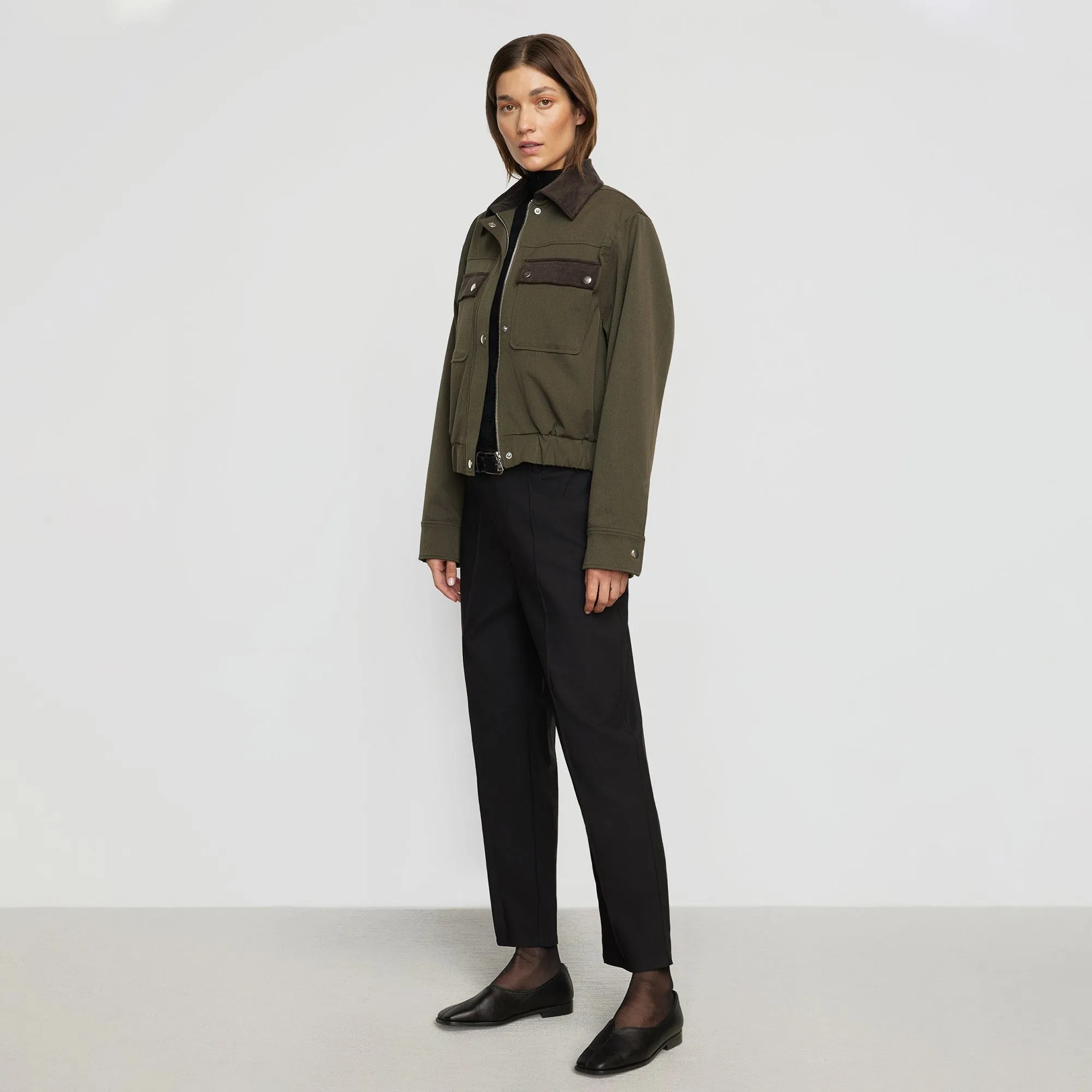 Haddon Contrast-Collar Corduroy Bomber Jacket