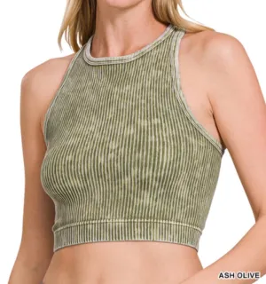 Haley Racerback Tank - Zenana Ribbed High Neck Top