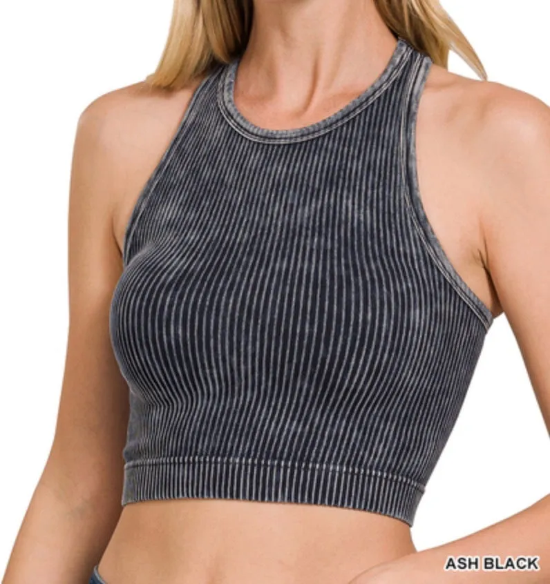 Haley Racerback Tank - Zenana Ribbed High Neck Top