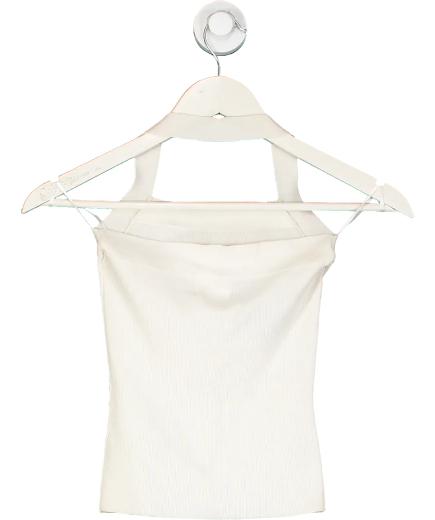 H&M White Neck Detail Knit Top UK 6
