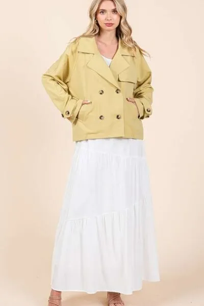 Hazel Blues® |  Mittoshop Double Breasted Long Sleeve Trench Coat Jacket