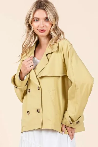 Hazel Blues® |  Mittoshop Double Breasted Long Sleeve Trench Coat Jacket