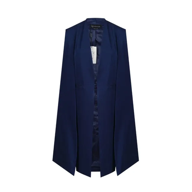 HDY Haoduoyi 2018 Women Casual Open Front Windbreaker Cloak Split Lightweight Trench Coat Longline Cape Party Fasion Blazer