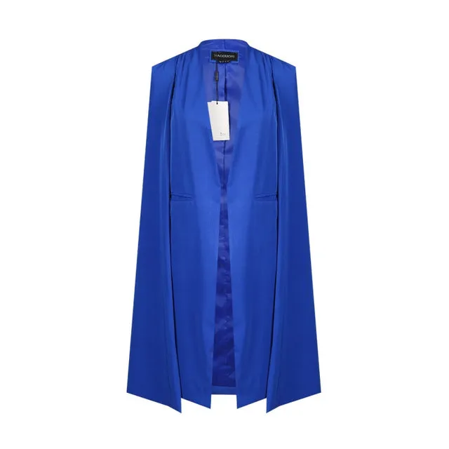 HDY Haoduoyi 2018 Women Casual Open Front Windbreaker Cloak Split Lightweight Trench Coat Longline Cape Party Fasion Blazer