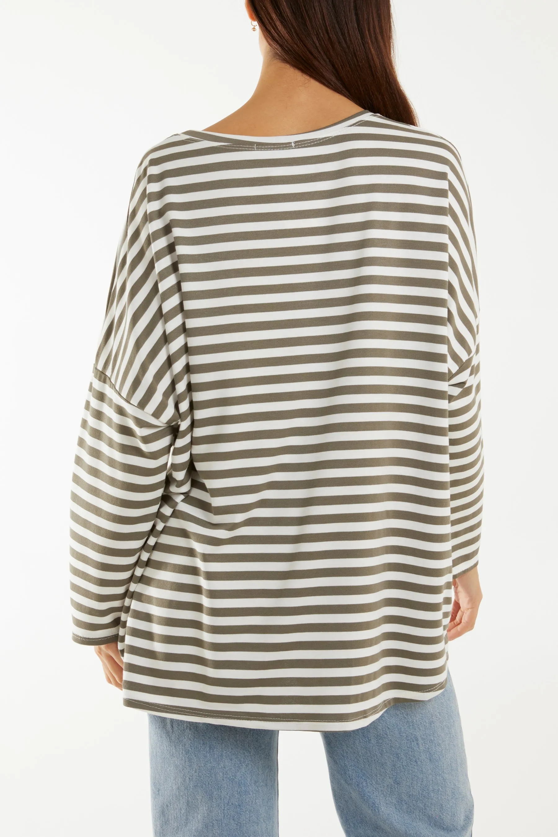Heart Detail Long Sleeve Stripe Top