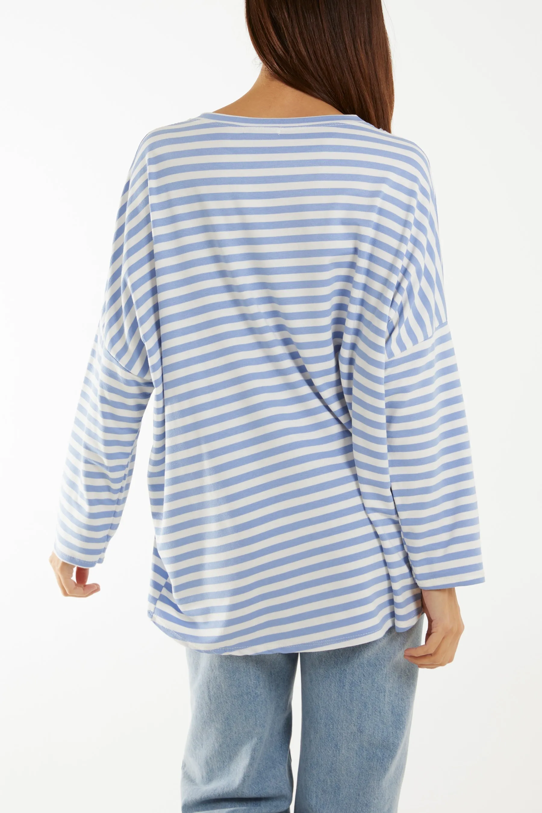 Heart Detail Long Sleeve Stripe Top