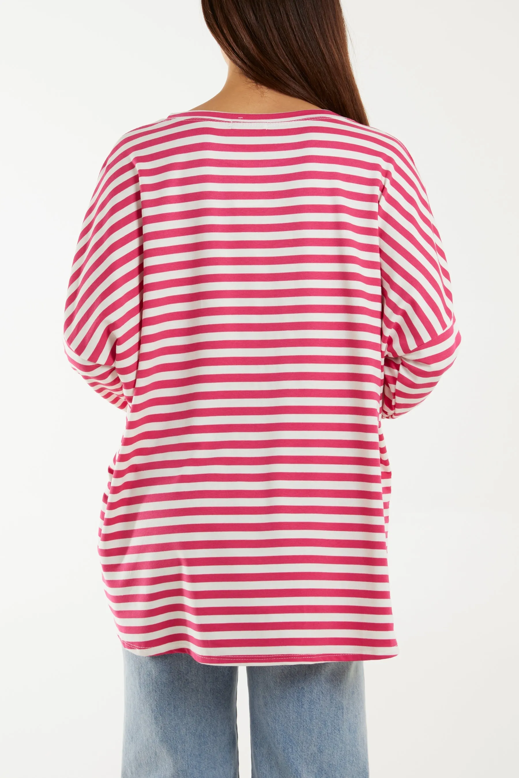 Heart Detail Long Sleeve Stripe Top