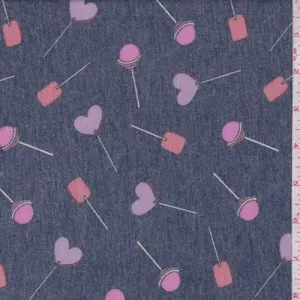 Heather Navy Lollipop Double Brushed French Terry Knit Fabric