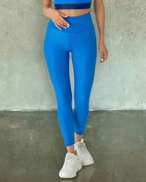 High Rise Blue Leggings 7/8