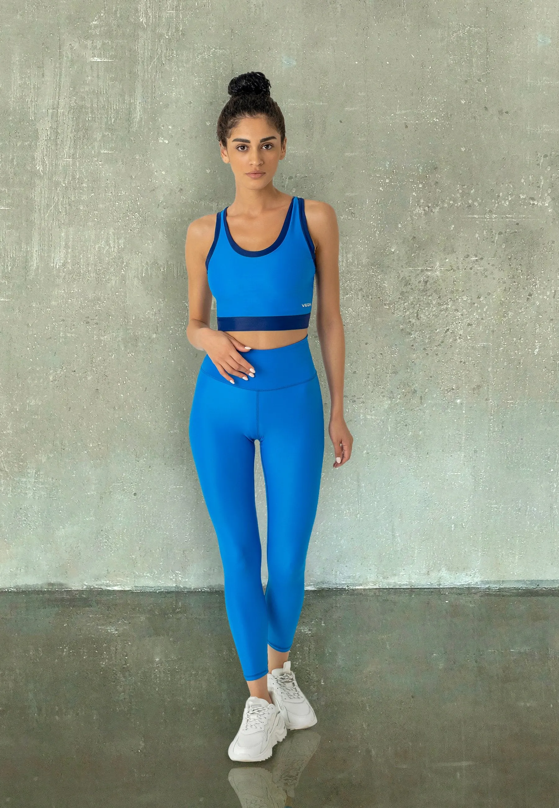 High Rise Blue Leggings 7/8