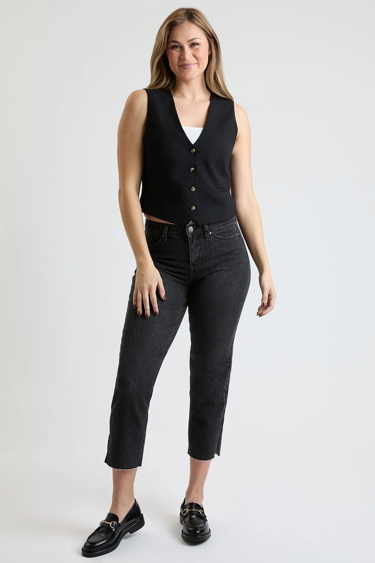 High Rise Cropped Straight Leg Jean Tummy Control, Pack of 8