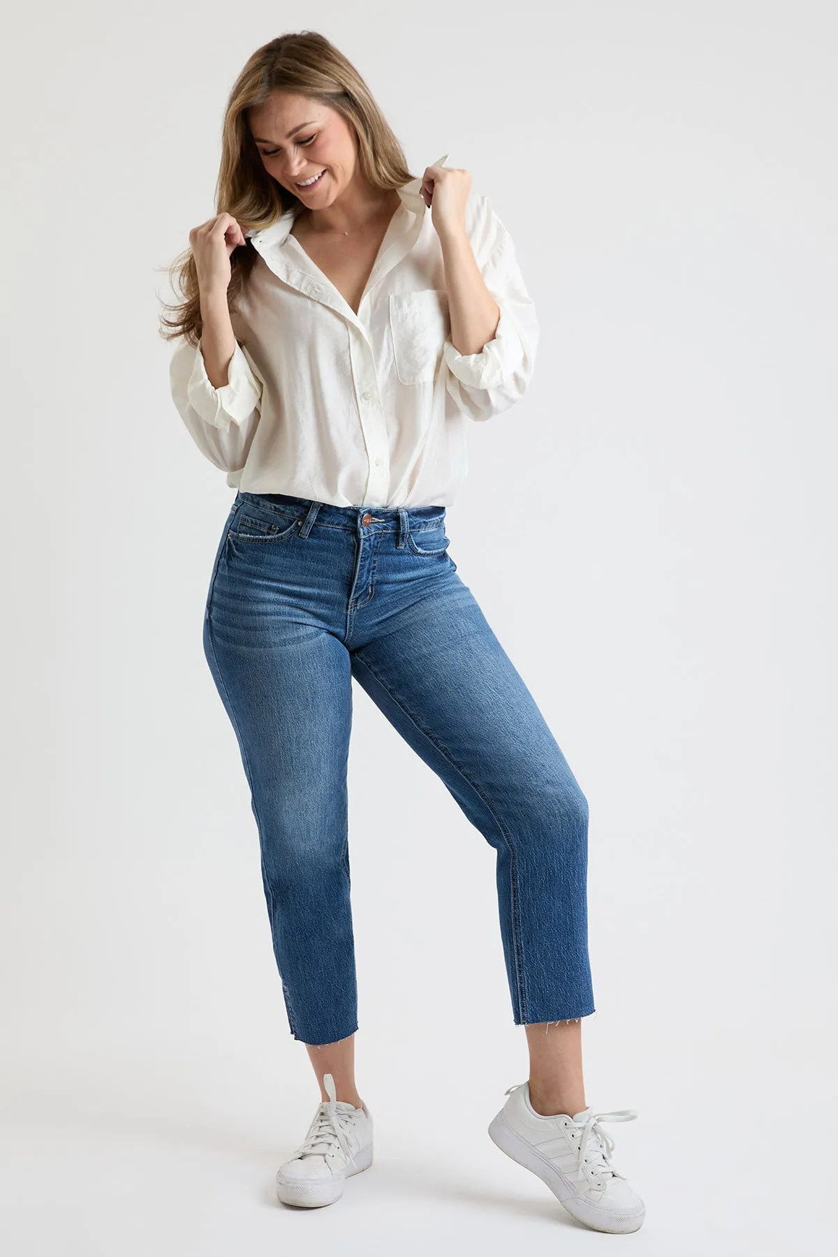 High Rise Cropped Straight Leg Jean Tummy Control, Pack of 8