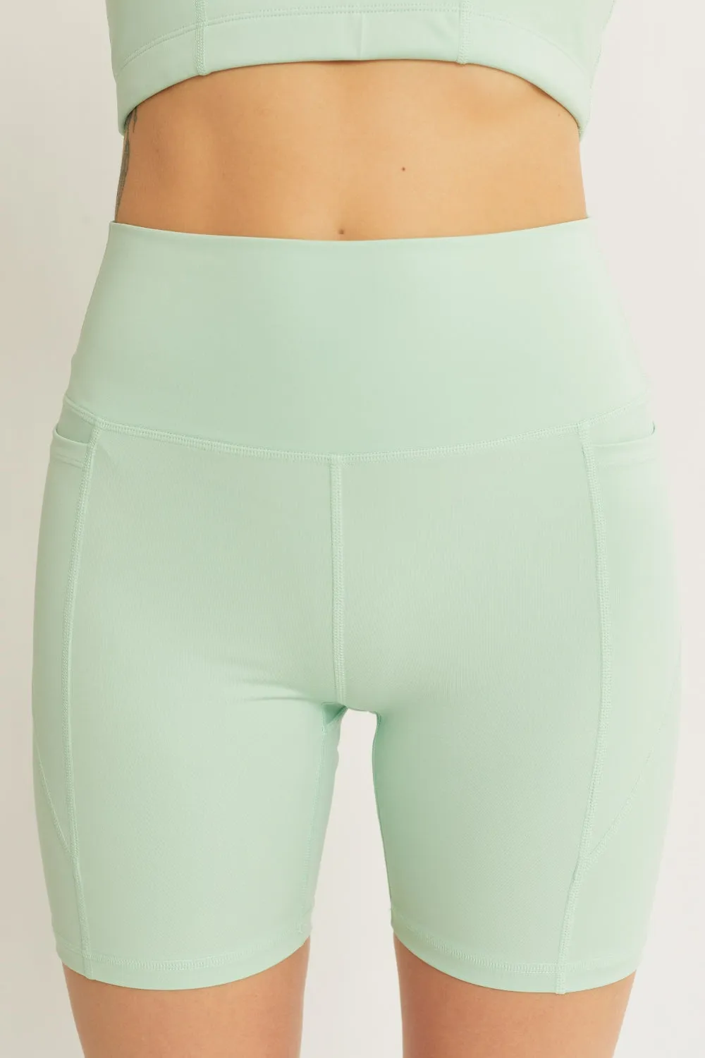 High Waist Seam Detail Active Shorts