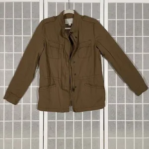 Hinge Women's Cotton Utility Jacket Medium Weight Army Brown Size S Minimalist