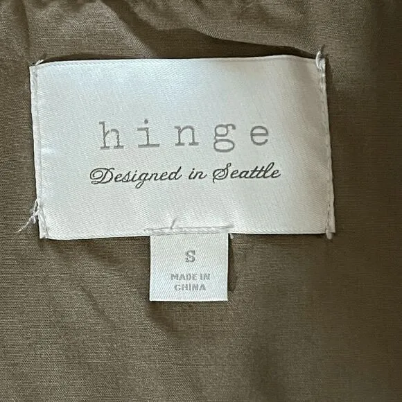 Hinge Women's Cotton Utility Jacket Medium Weight Army Brown Size S Minimalist