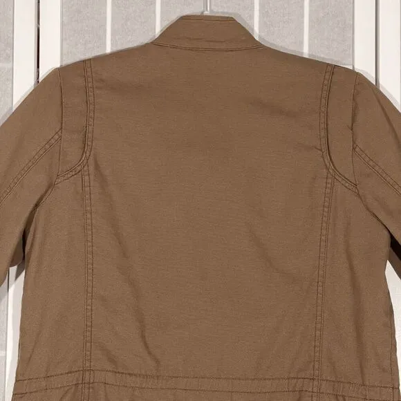 Hinge Women's Cotton Utility Jacket Medium Weight Army Brown Size S Minimalist