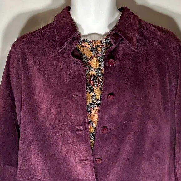 Hunt Club SZL Vintage Purple Suede Leather Shacket Western Ranch 80's Old $