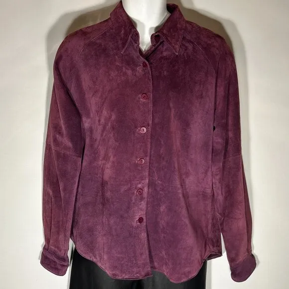 Hunt Club SZL Vintage Purple Suede Leather Shacket Western Ranch 80's Old $