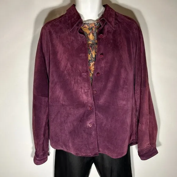Hunt Club SZL Vintage Purple Suede Leather Shacket Western Ranch 80's Old $