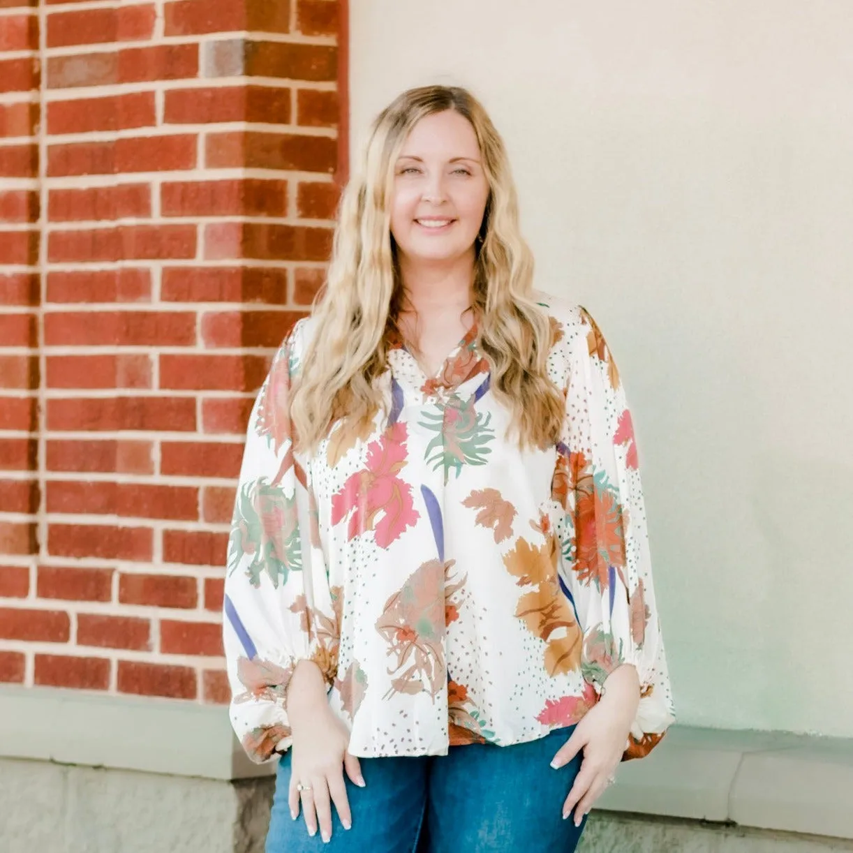 I Feel Pretty Floral Print Blouse