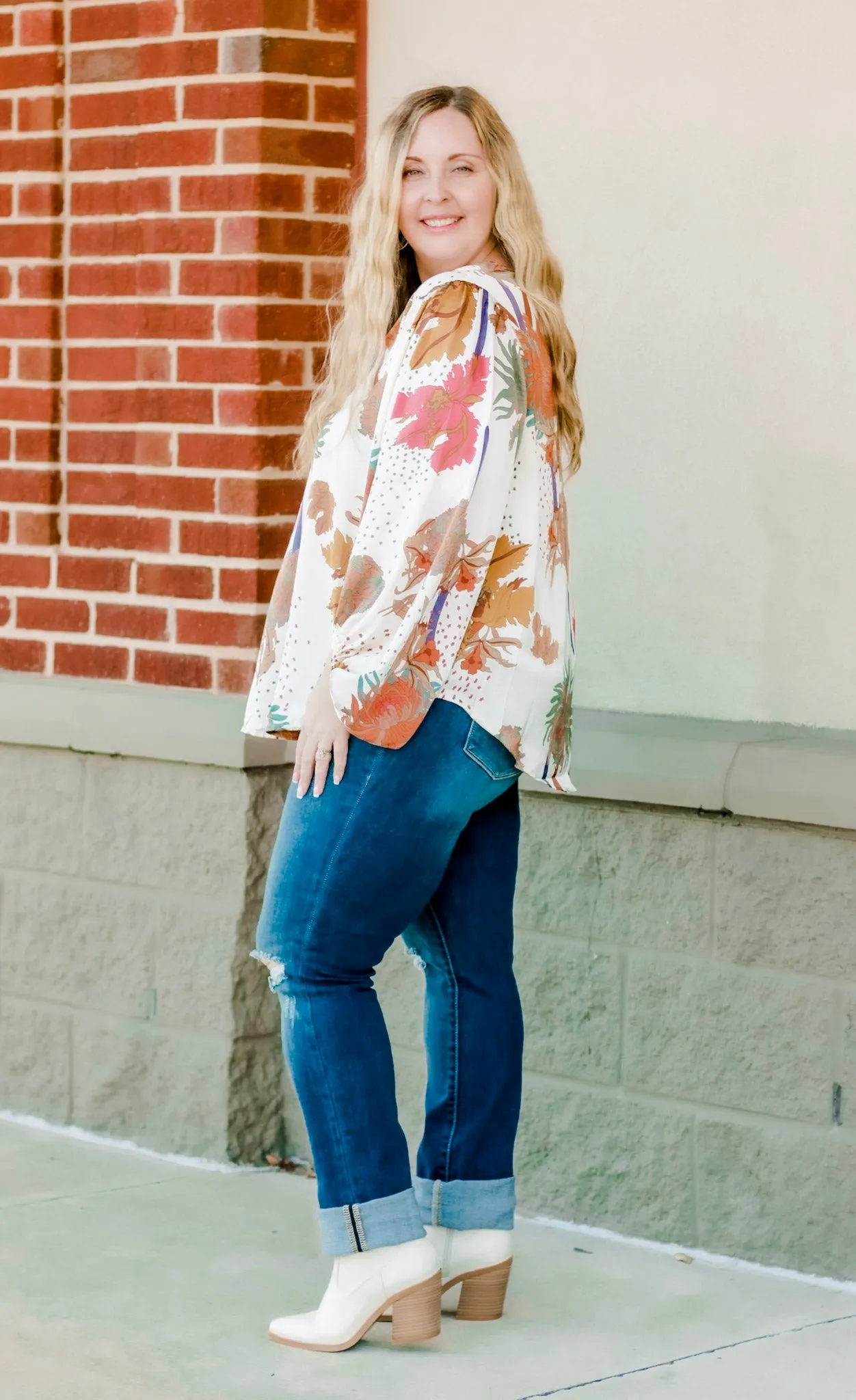 I Feel Pretty Floral Print Blouse