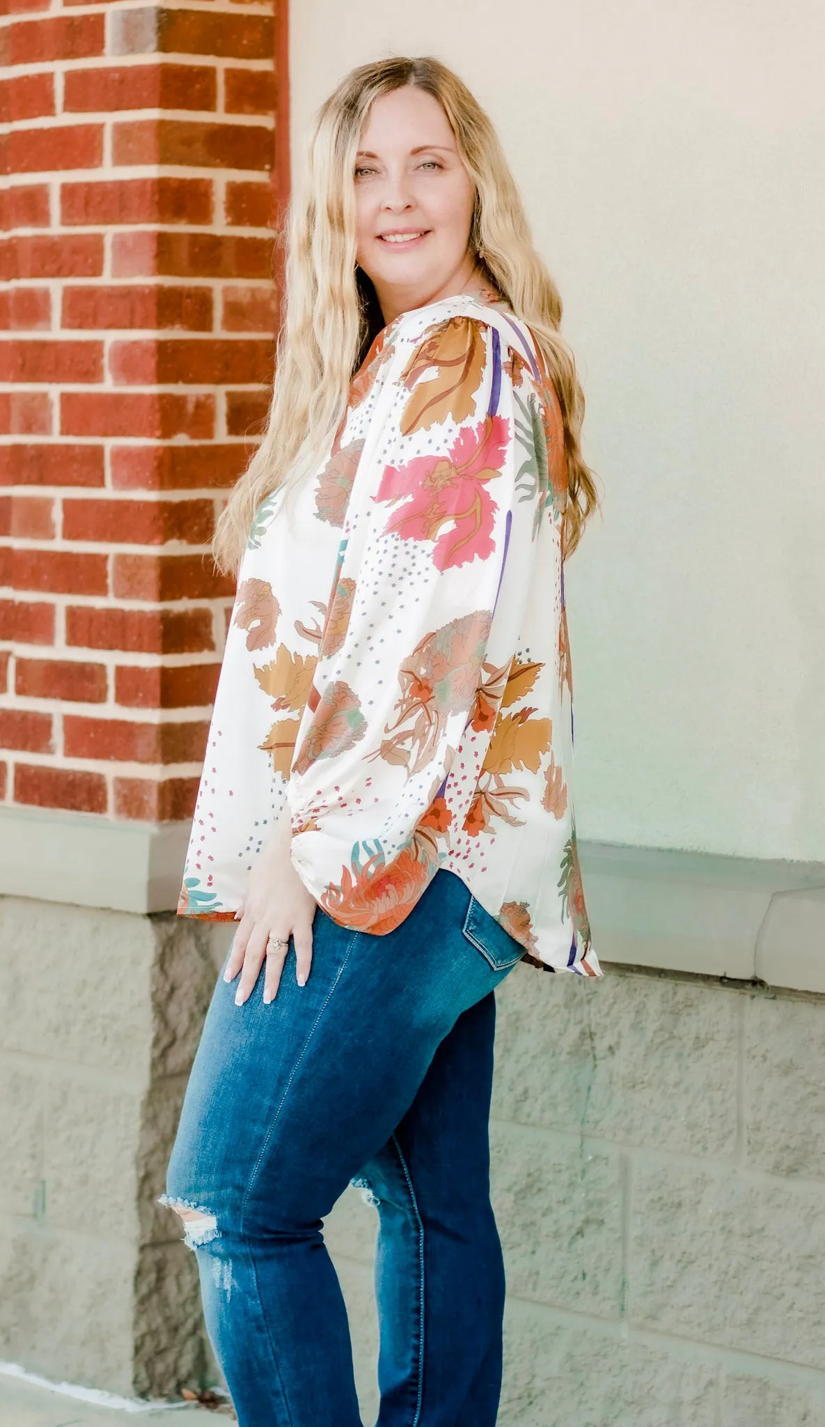 I Feel Pretty Floral Print Blouse