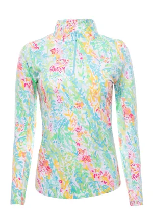 Ibkul Long Sleeve Mock: Cat Cay Seafoam Print | SPF 50