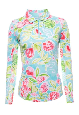 Ibkul Long Sleeve Mock: Tutti Seafoam Print | SPF 50