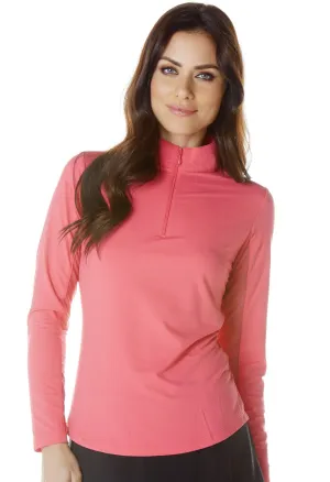 Ibkull Solid Mock Neck Top- Watermelon