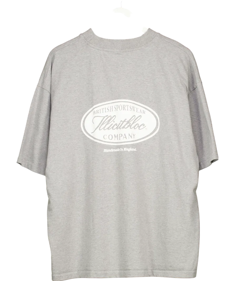 Illicit Bloc Grey 100% Cotton British Sportswear T-shirt UK XL