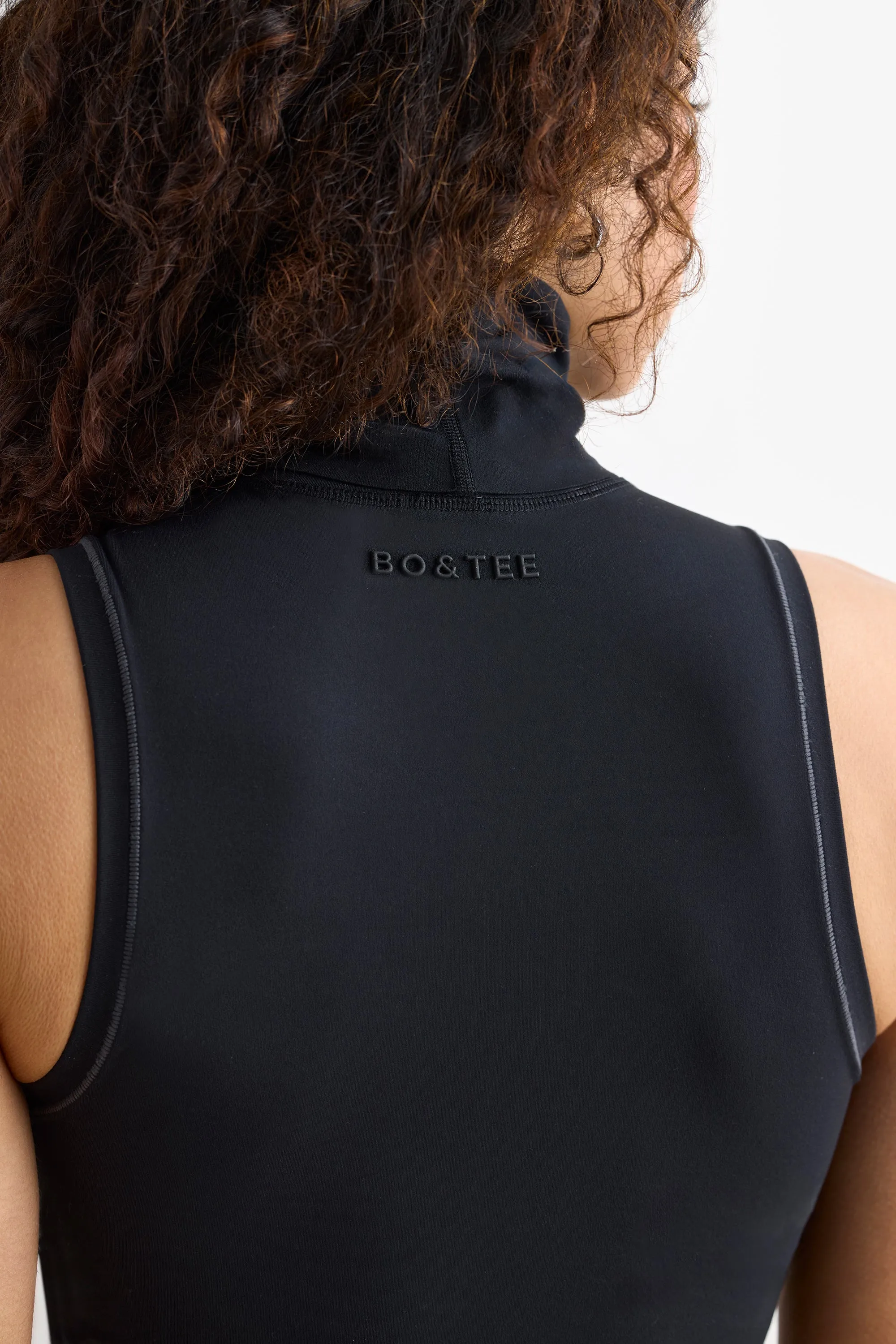Immaculate - Soft Active Turtleneck Tank Top in Black