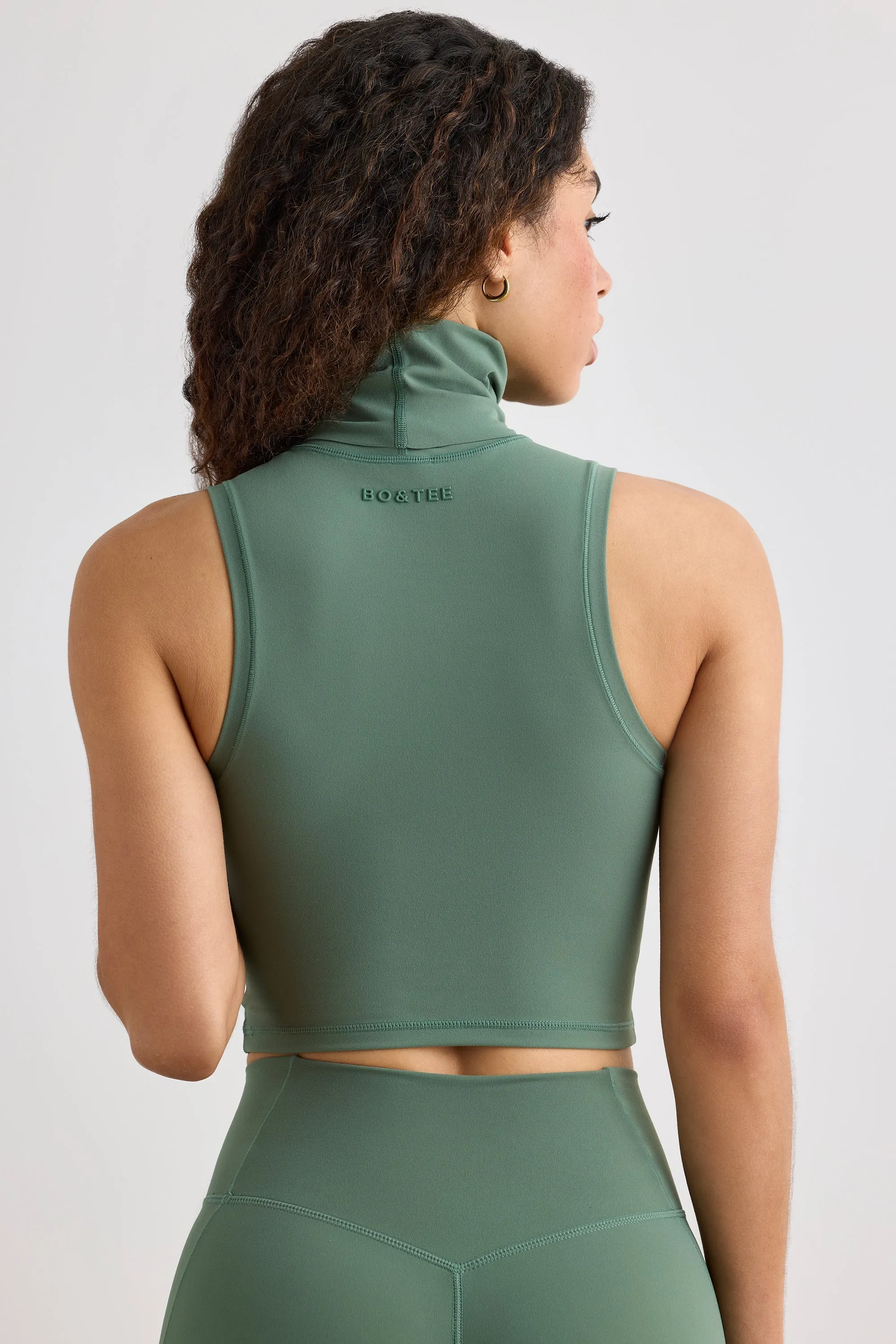 Immaculate - Soft Active Turtleneck Tank Top in Khaki