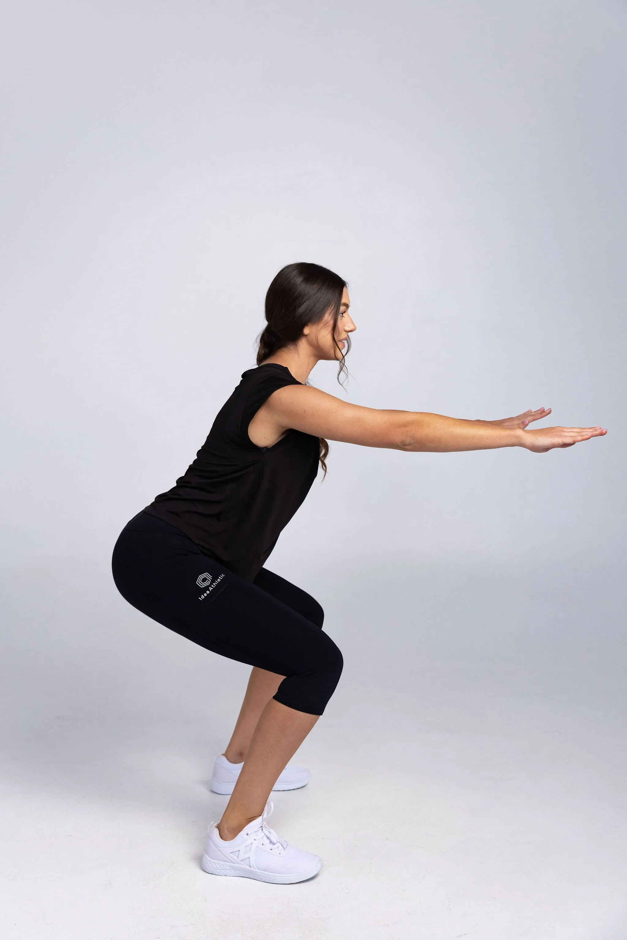 invisiSweat 3/4 Length Tights - High Waisted Smooth Black (size down) - Full Logo